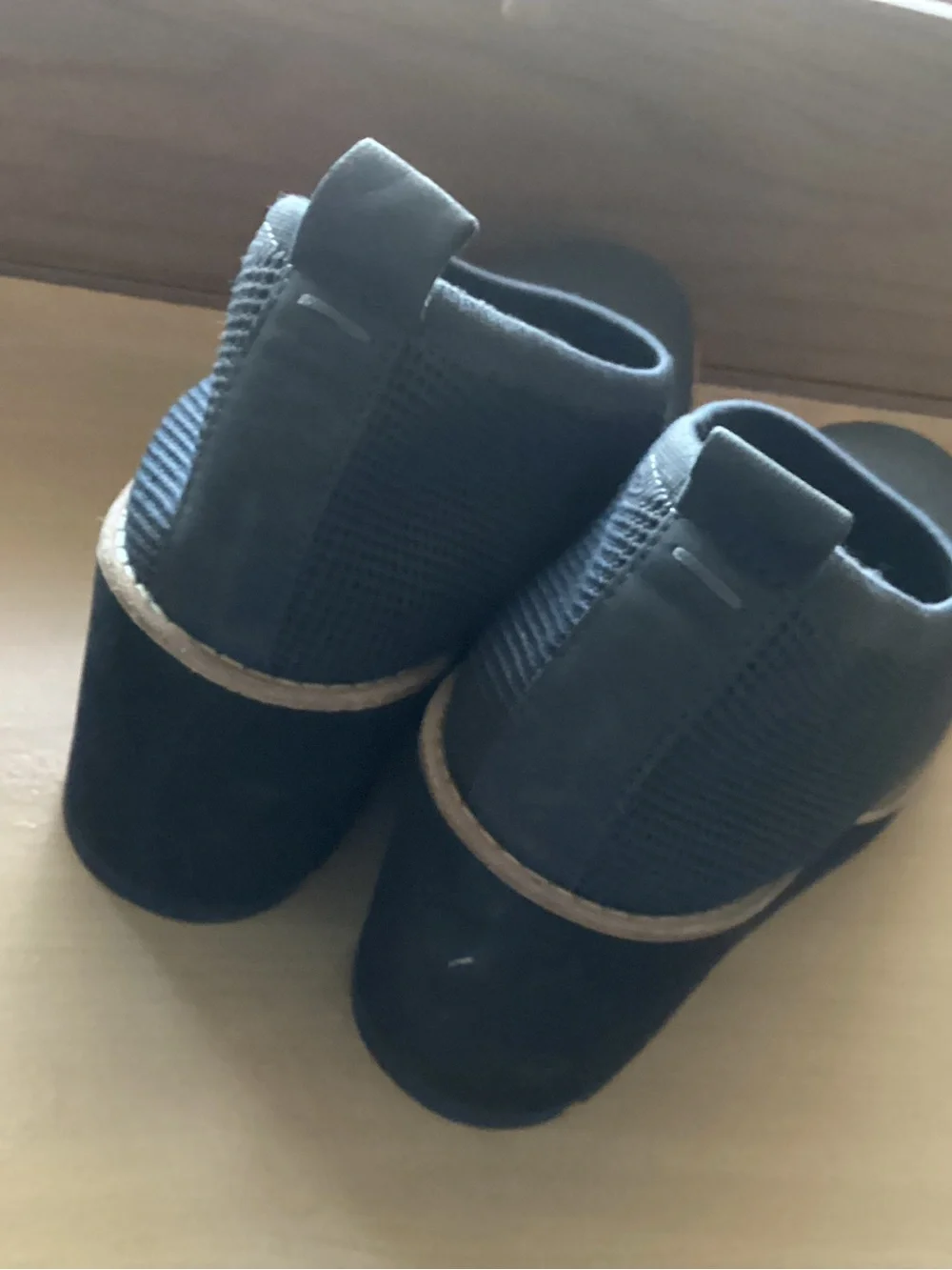 Eileen Fisher 9 1/2 M Charcoal Platform Slip-On Wedges NEW